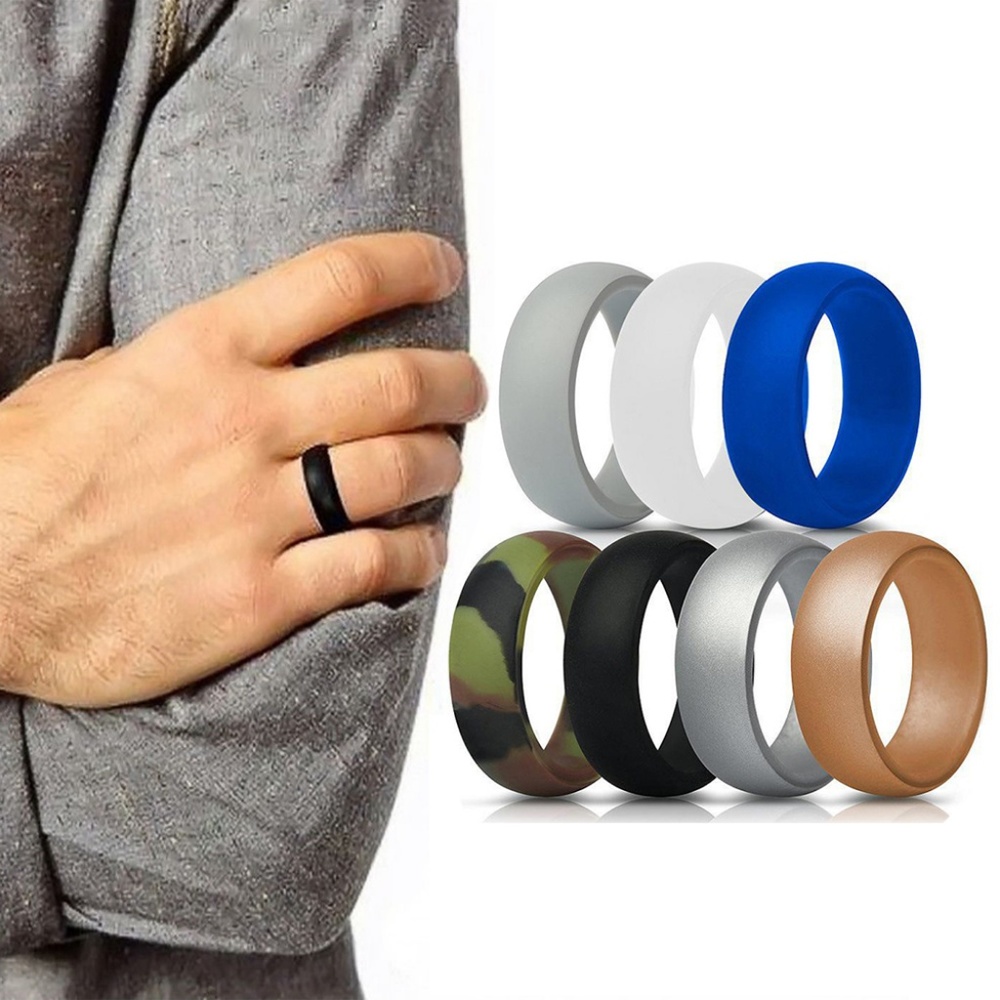 7pcs/set Men Stylish Silicone Wedding Rings Band